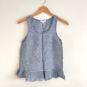 Beach Lunch Lounge Striped Linen Tank